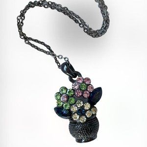 gunmetal flower bouquet necklace